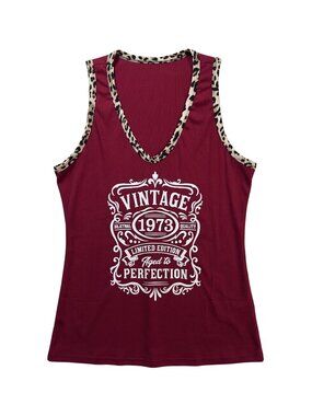 NWOT | Vintage 1973 Aged to Perfection Leopard Trim Ribbed Tank XL